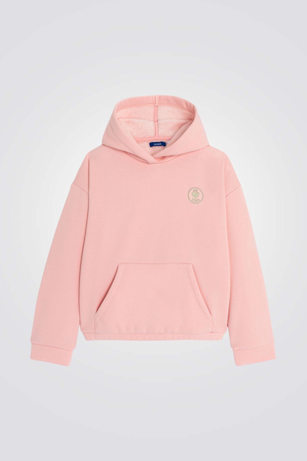 סווטשירט עם קפוצ'ון לילדות בצבע ורוד