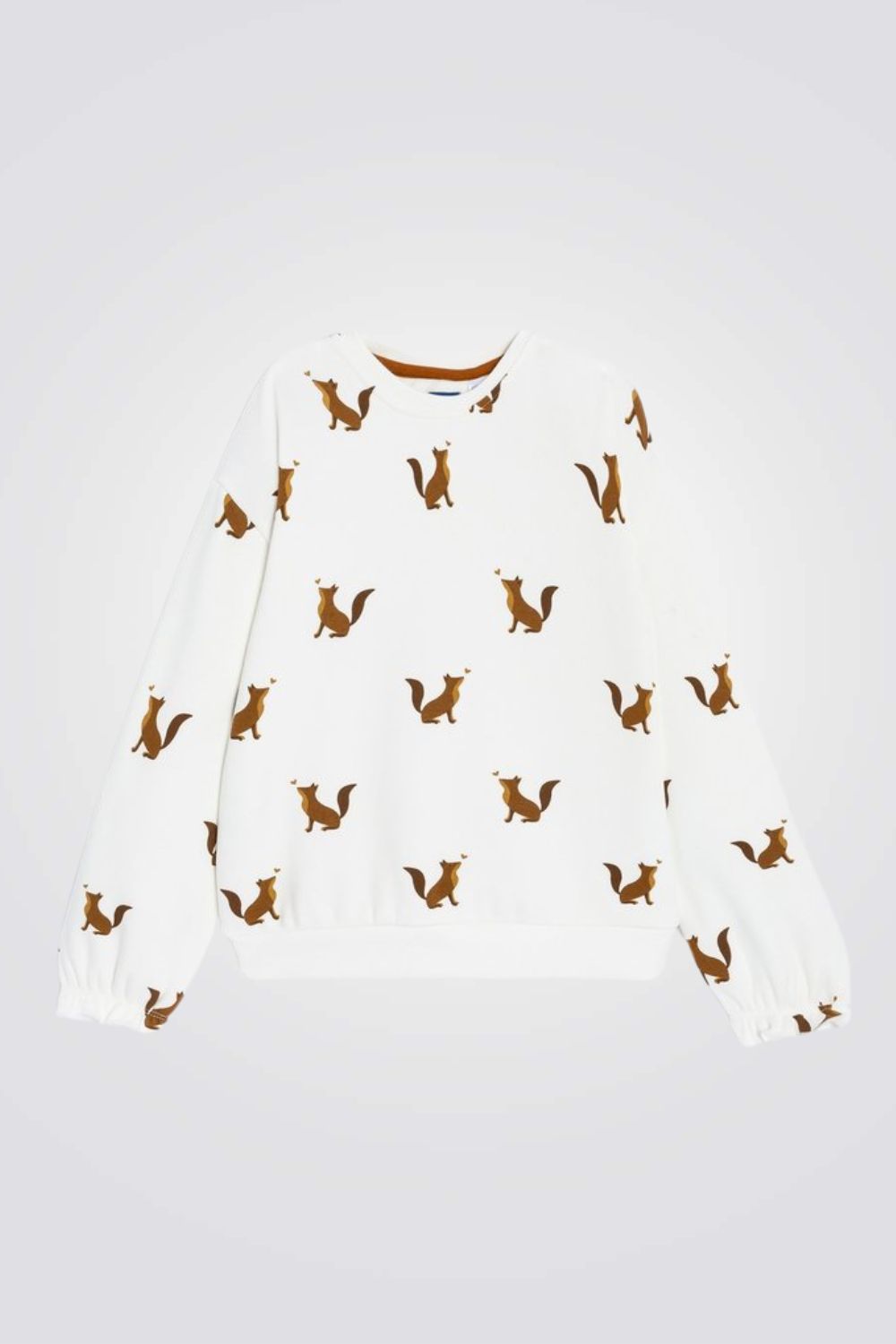 סווטישירט לילדות בצבע לבן עם הדפס שועלים