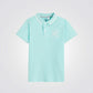 חולצת פולו קצרה לנערים בצבע כחול טהיטי - 1