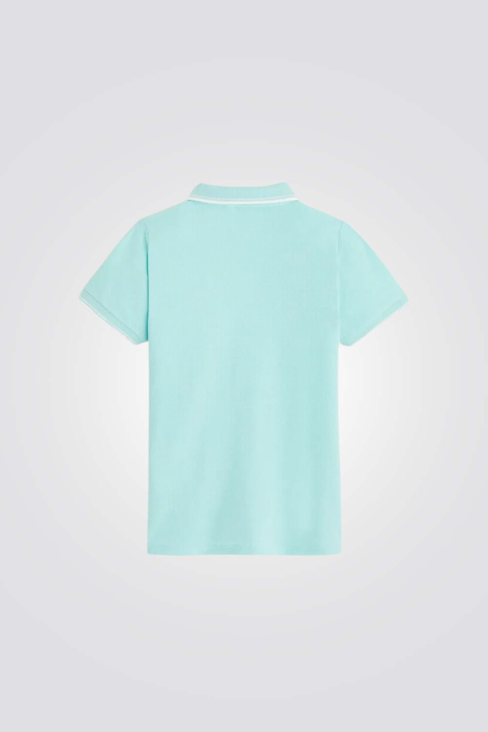 חולצת פולו קצרה לילדים בצבע כחול טהיטי