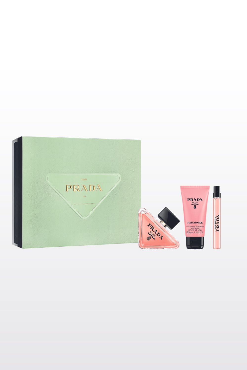 מארז בישום לאישה 90 מ"ל + 10 מ"ל + קרם לחות 50 מ"ל PRADA PARADOXE E.D.P