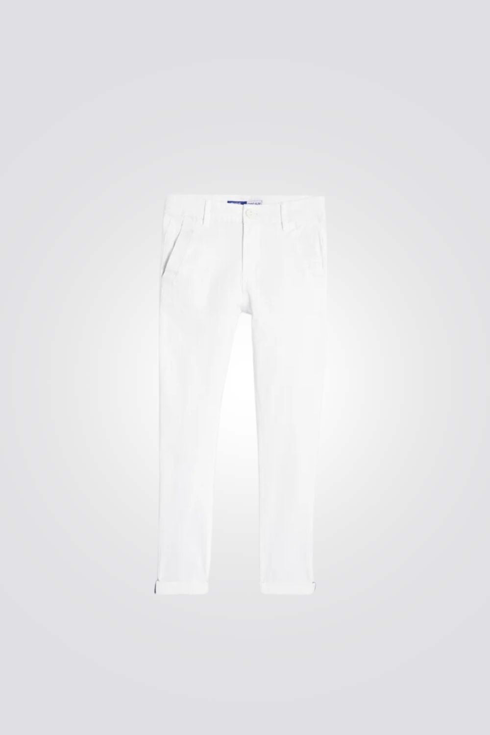 מכנסי צ'ינו לילדים בצבע לבן