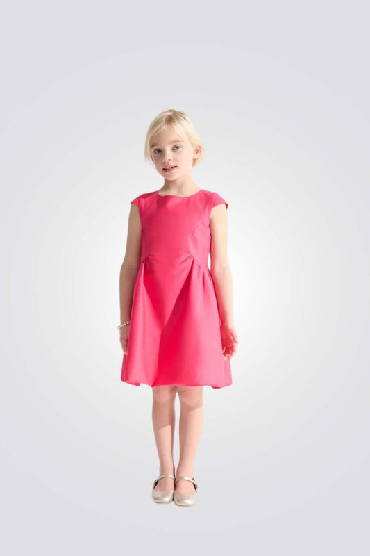 שמלת פשתן לילדות בצבע ורוד פוקסיה