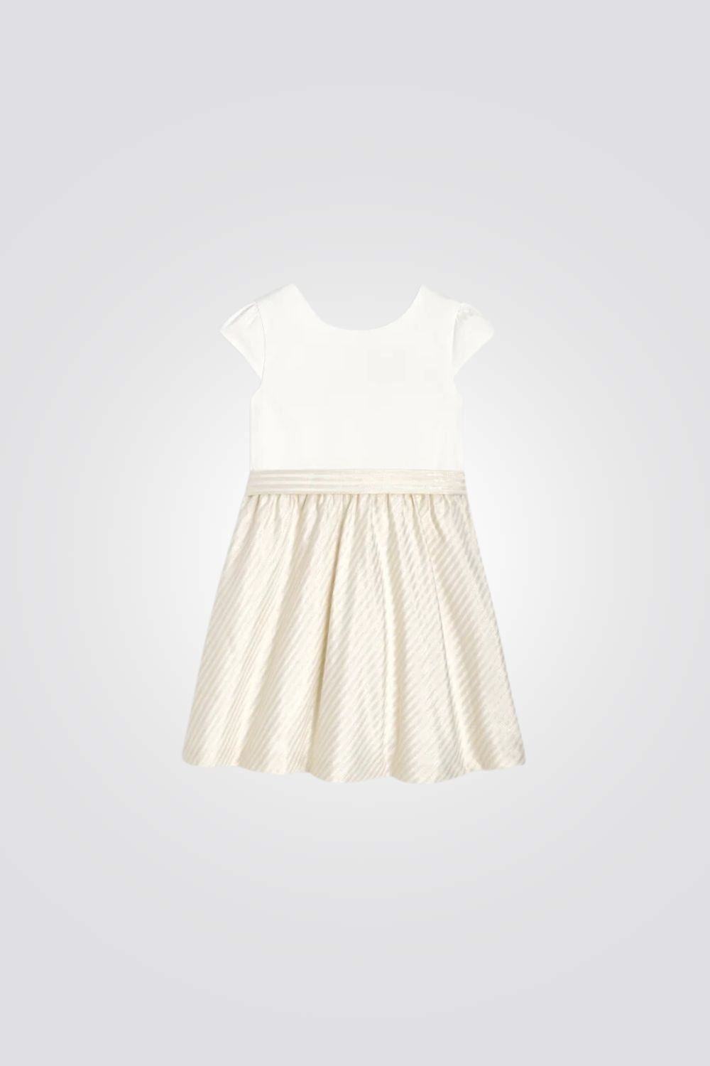 שמלה אלגנטית לילדות בצבע לבן וזהב