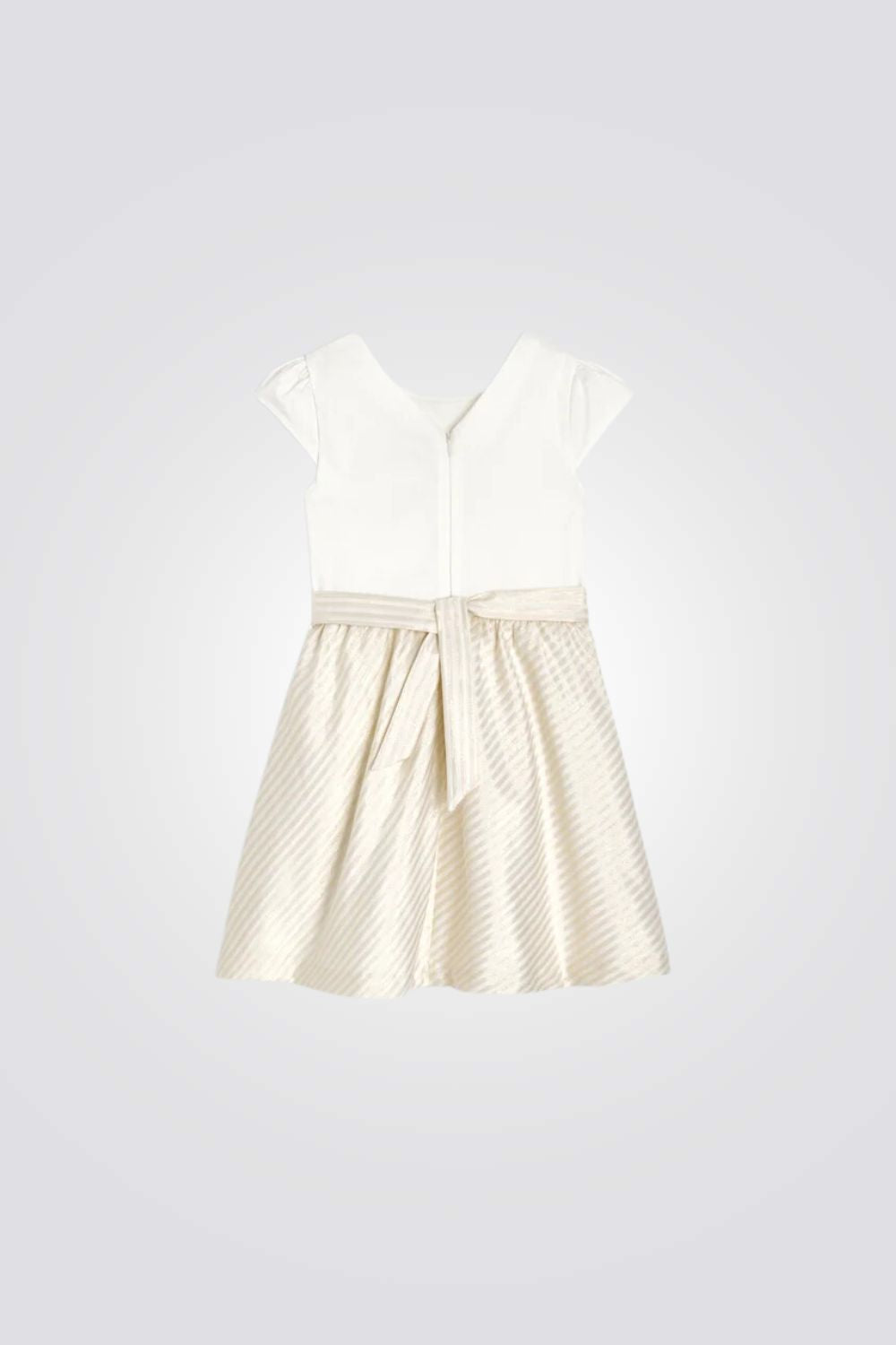 שמלה אלגנטית לילדות בצבע לבן וזהב