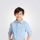 חולצת פשתן מכופתרת לילדים בצבע תכלת - 3