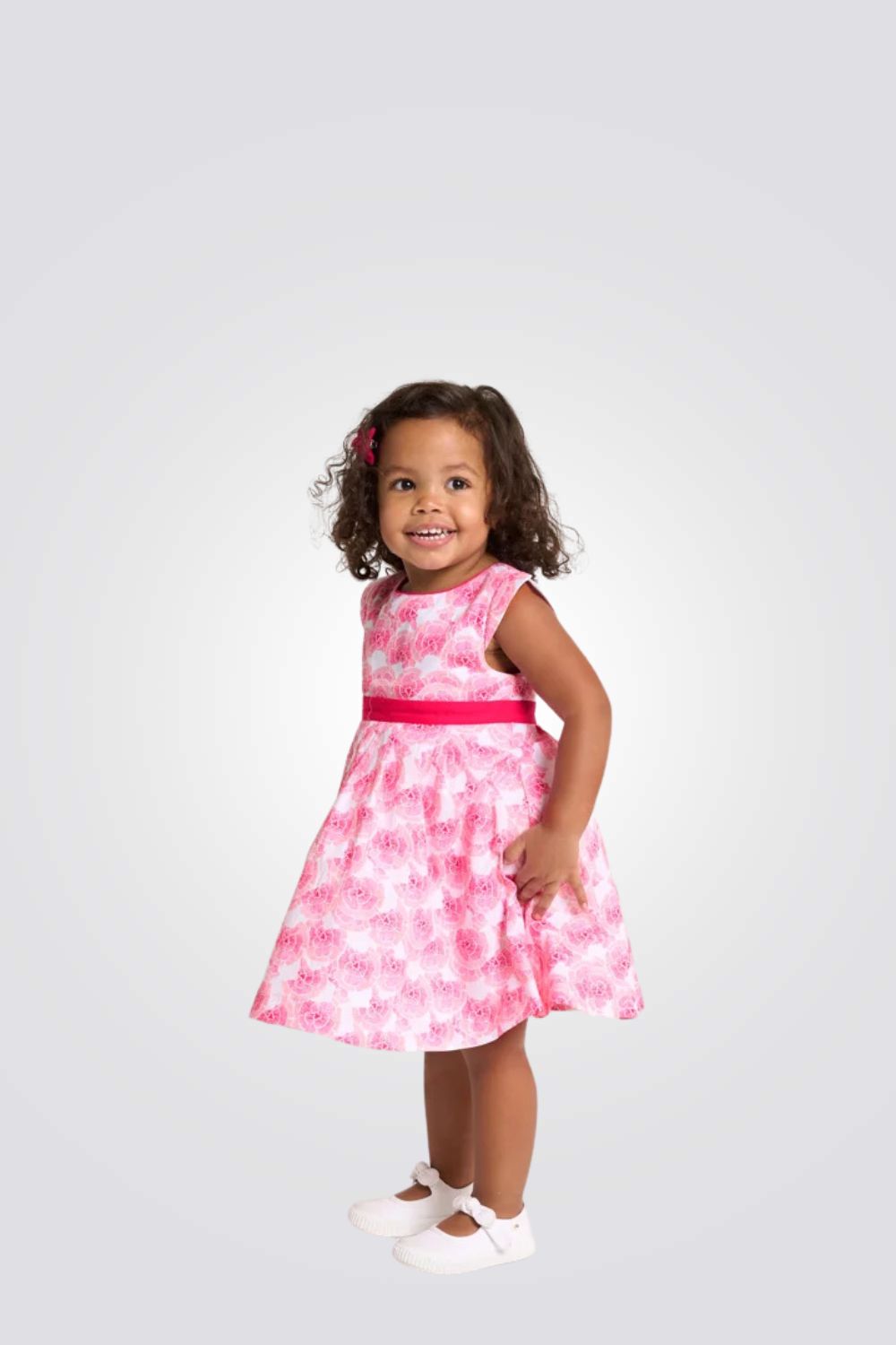 שמלה פרחונית בצבע ורוד לתינוקות