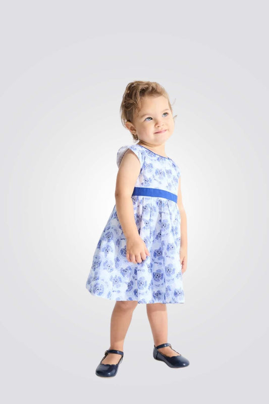 שמלה פרחונית בצבע כחול לתינוקות