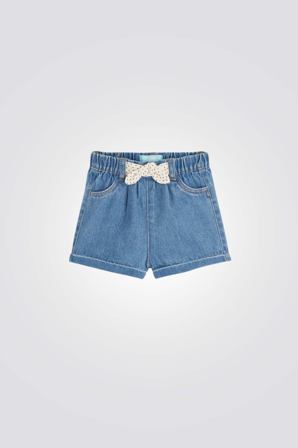 מכנסי ג'ינס קצרים עם פפיון לתינוקות
