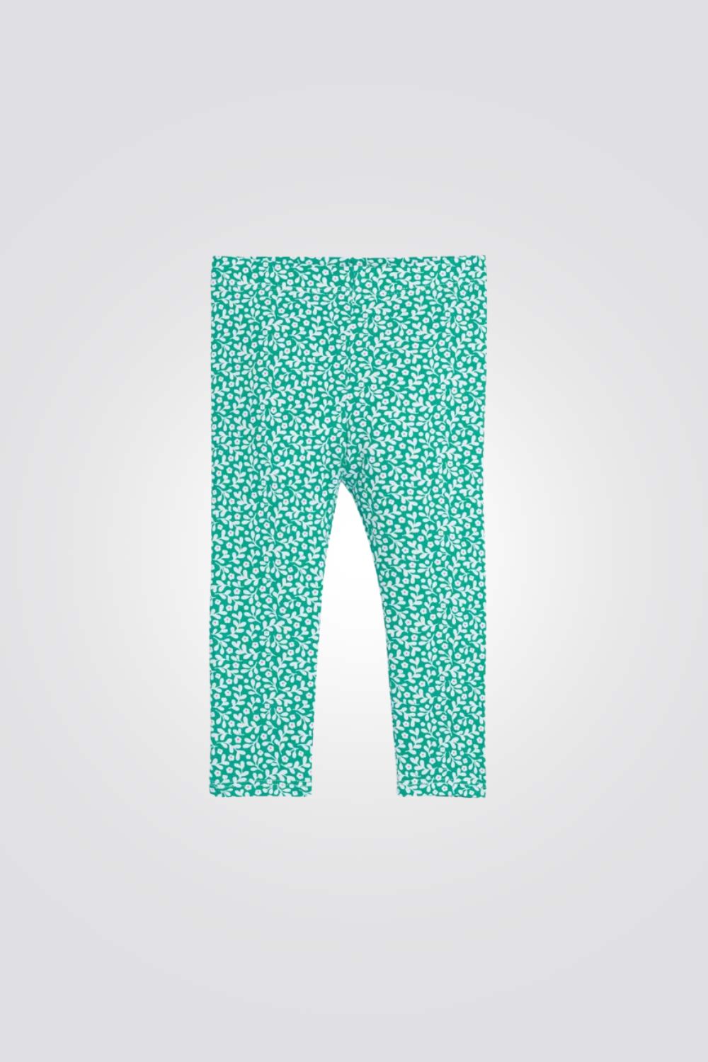 מכנסי טייץ לתינוקות עם הדפס פרחים בצבע ירוק