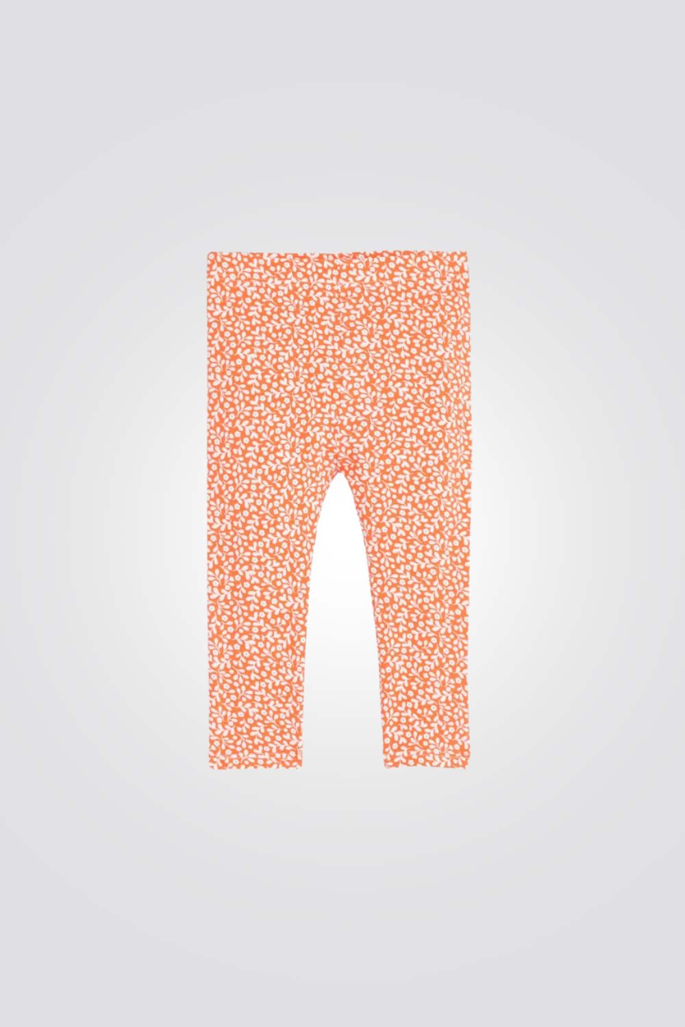 מכנסי טייץ לתינוקות עם הדפס פרחים בצבע כתום