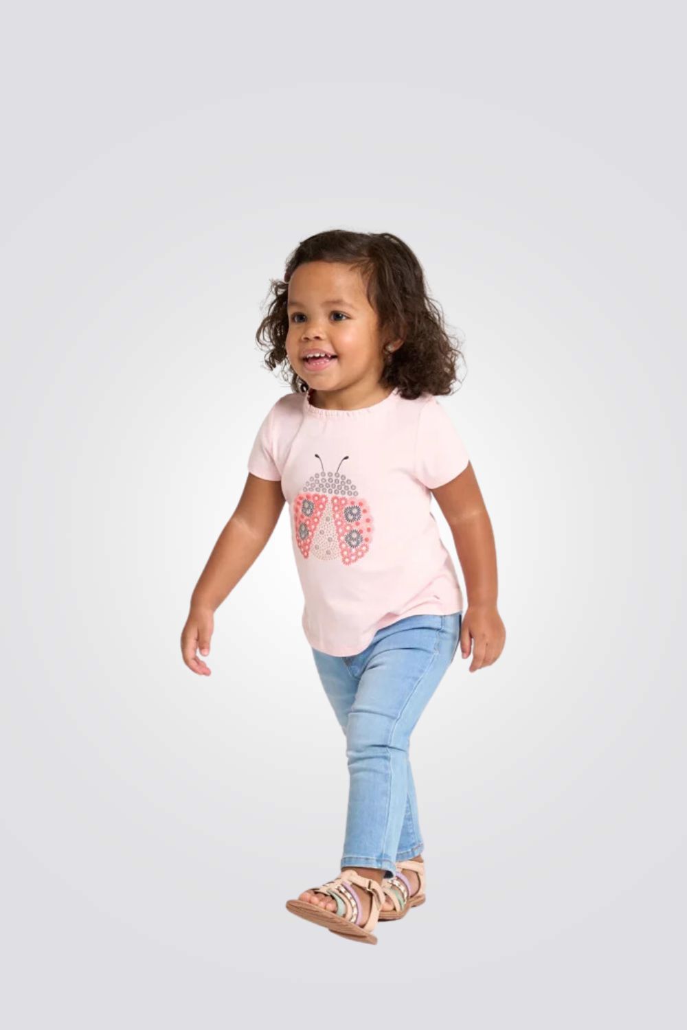 טישירט לתינוקות בצבע ורוד עם הדפס חיפושית