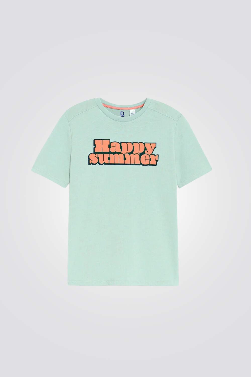 טישירט לילדים בצבע טורקיז עם כיתוב כתום