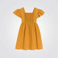 שמלה לילדות בצבע צהוב עם טקסטורת רקמה - 2
