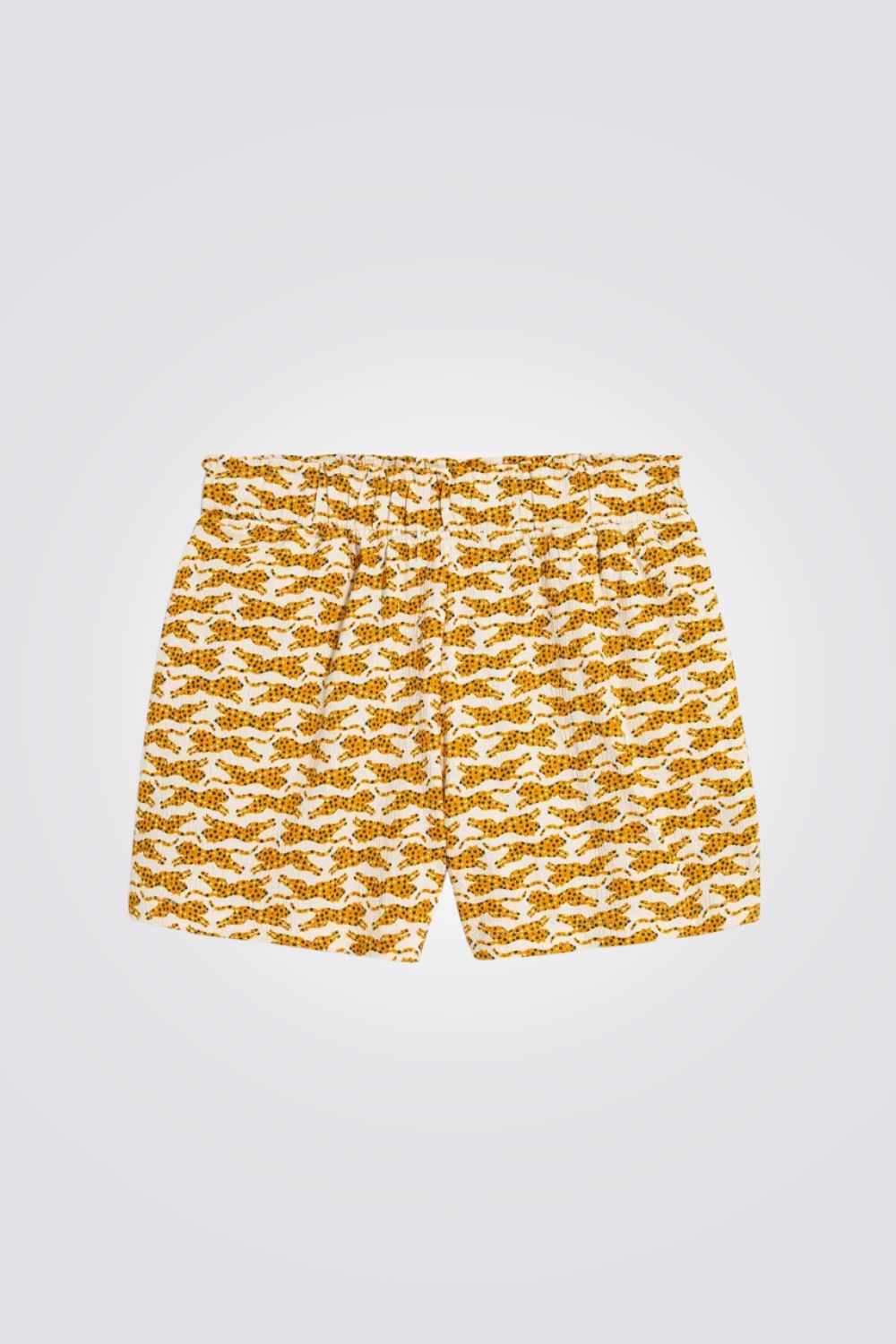 מכנסיים קצרים ילדות עם הדפס נמרים בצבע צהוב