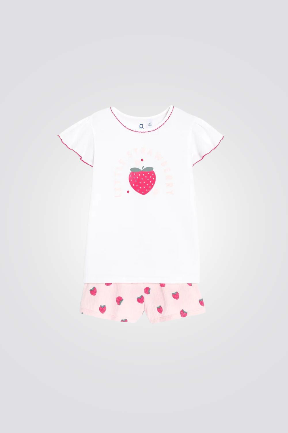 פיג'מת קיץ שני חלקים לילדות בהדפס תות