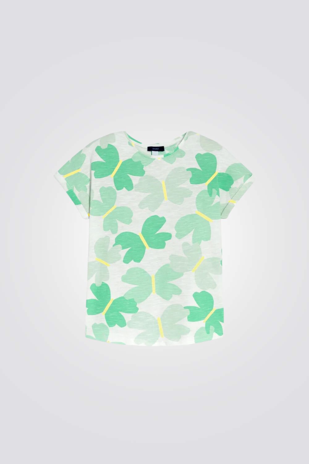 טישירט לילדות עם הדפס פרפרים ירוקים