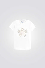 טישירט ילדות בצבע לבן עם עיטור פאייטים