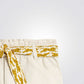 מכנסיים קצרים לילדות בצבע בז' עם חגורה - 2