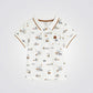 חולצת פולו לתינוקות בצבע לבן עם הדפס חיות - 1