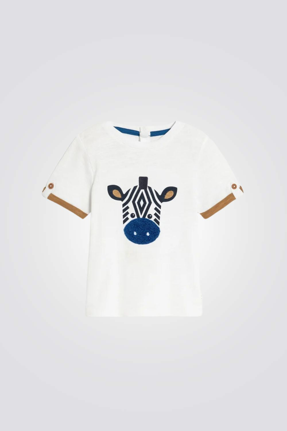 טישירט לתינוקות בצבע לבן עם הדפס זברה