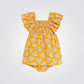 שמלה לתינוקות בצבע צהוב עם הדפס עלים - 2