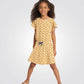 שמלה לילדות בצבע צהוב עם הדפס נמרים - 1