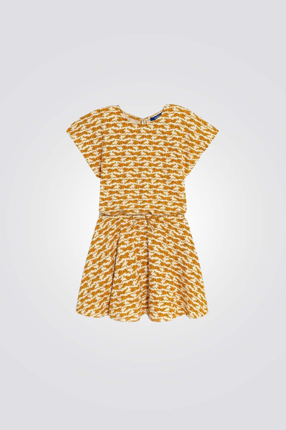 שמלה לילדות בצבע צהוב עם הדפס נמרים