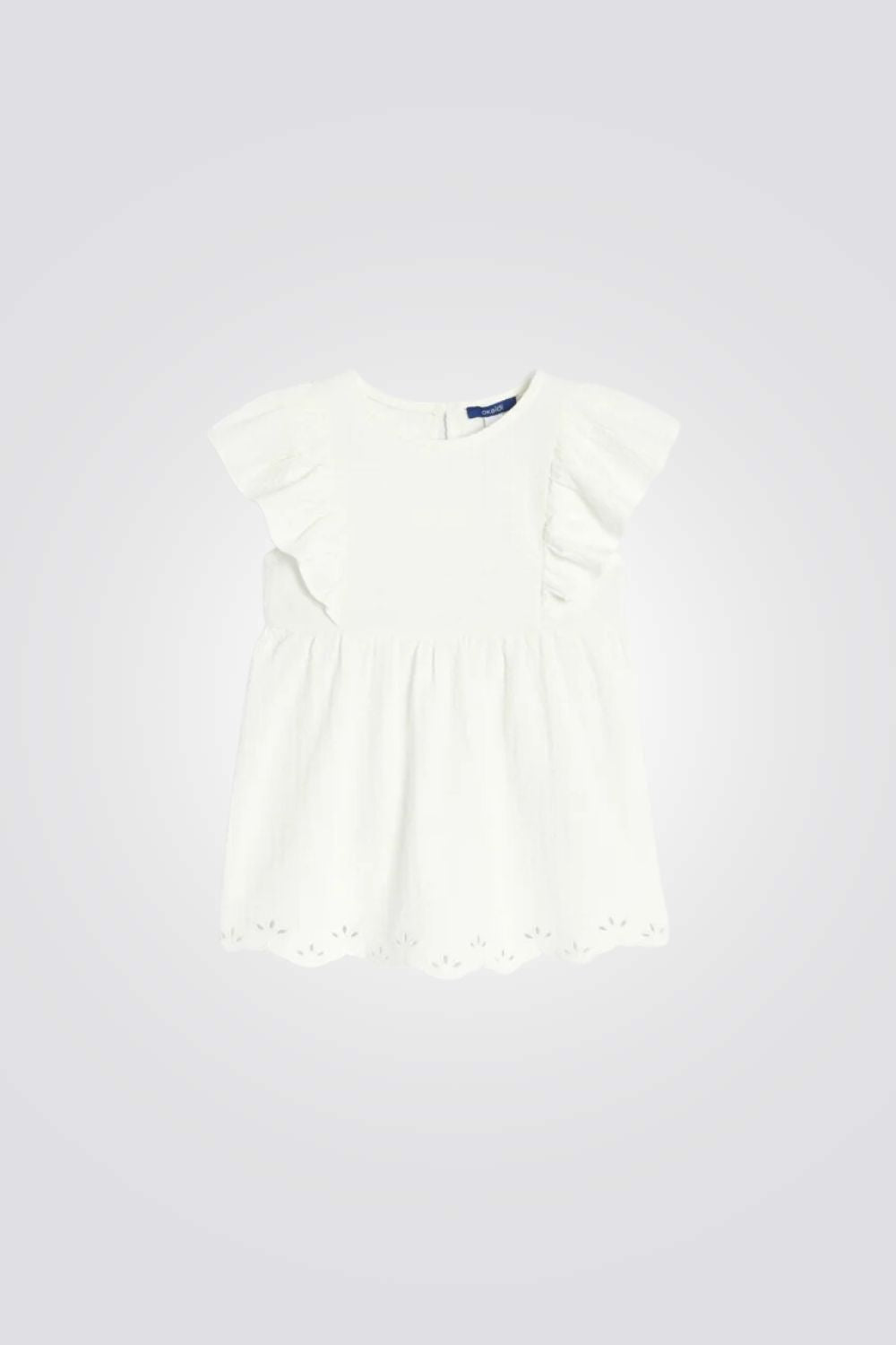 חולצה חגיגית לילדות בצבע לבן