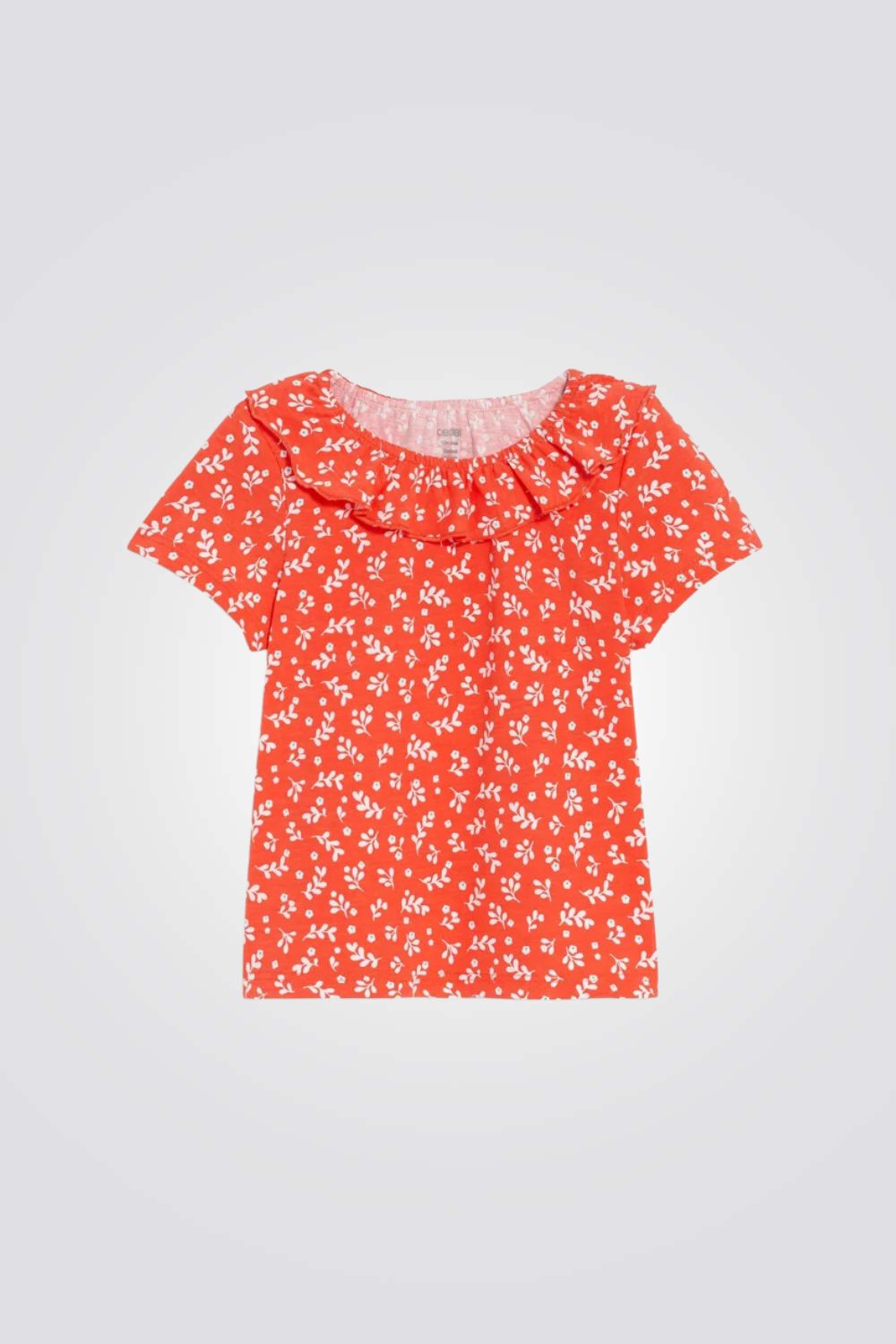חולצה לתינוקות בצבע כתום עם הדפס פרחוני