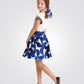 חצאית לילדות בצבע לבן עם פרחים כחולים - 1