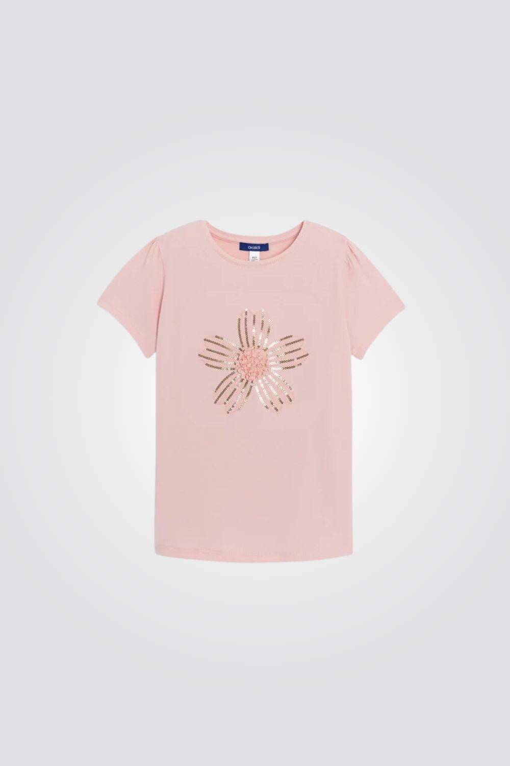 טישירט ילדות בצבע ורוד עם עיטור פאייטים