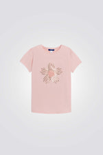 טישירט ילדות בצבע ורוד עם עיטור פאייטים