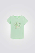 טישירט ילדות בצבע ירוק עם עיטור פאייטים