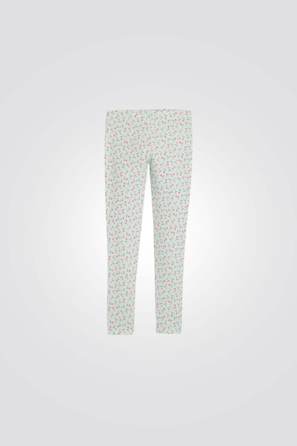 מכנסי טייץ לילדות בצבע ירוק עם הדפס פרחים