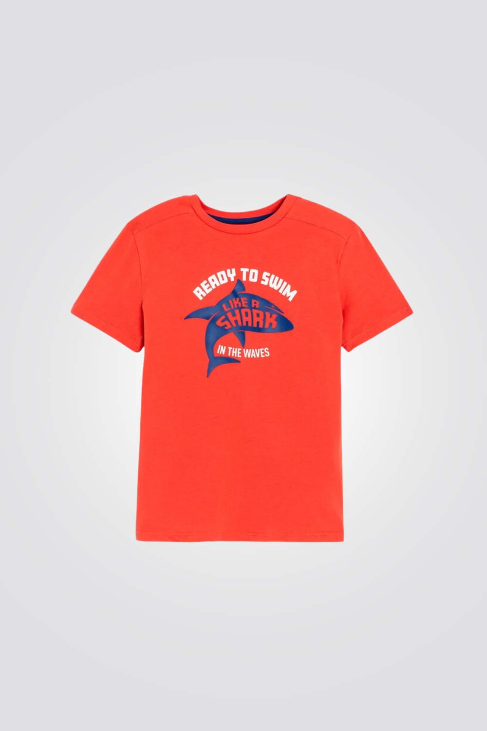 טישירט לילדים בצבע כתום עם הדפס כריש