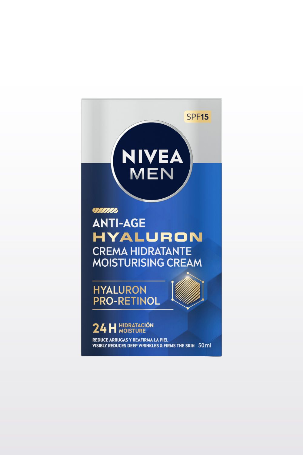 קרם לחות אנטי אייג'ינג עם חומצה היאלרונית ופרו רטינול 50 מ"ל עם מקדם הגנה 15 SPF