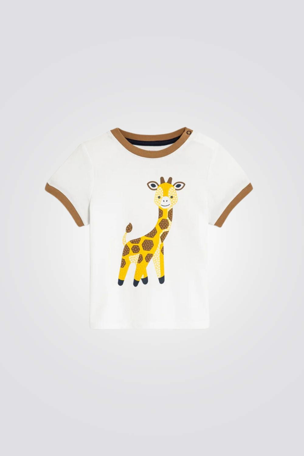 טישירט לתינוקות בצבע לבן עם הדפס ג'ירפה