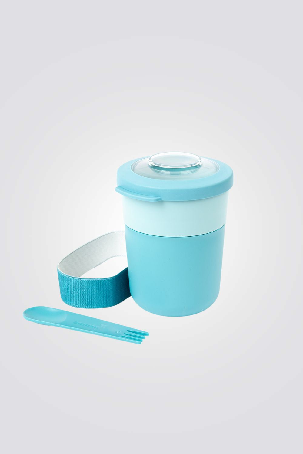 קופסת אוכל Morning & Noon עם כף מזלג תכלת