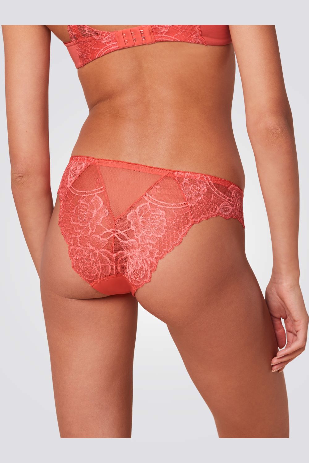 תחתוני תחרה Wild Peony Florale Brazilian בצב כתום