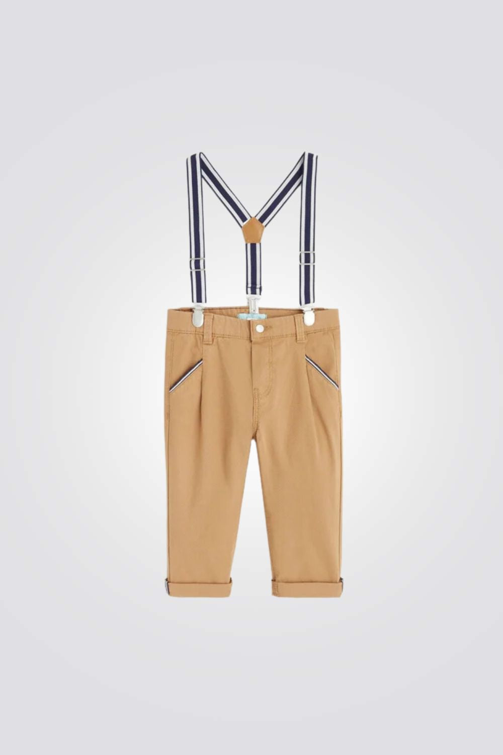 מכנסיים לתינוקות בצבע חום עם שלייקס