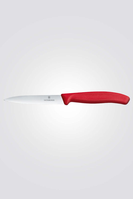 סכין ירקות שוויצרית להב שפיץ חלק אדום