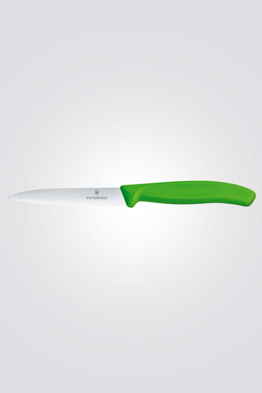 סכין ירקות שוויצרית להב שפיץ חלק ירוק