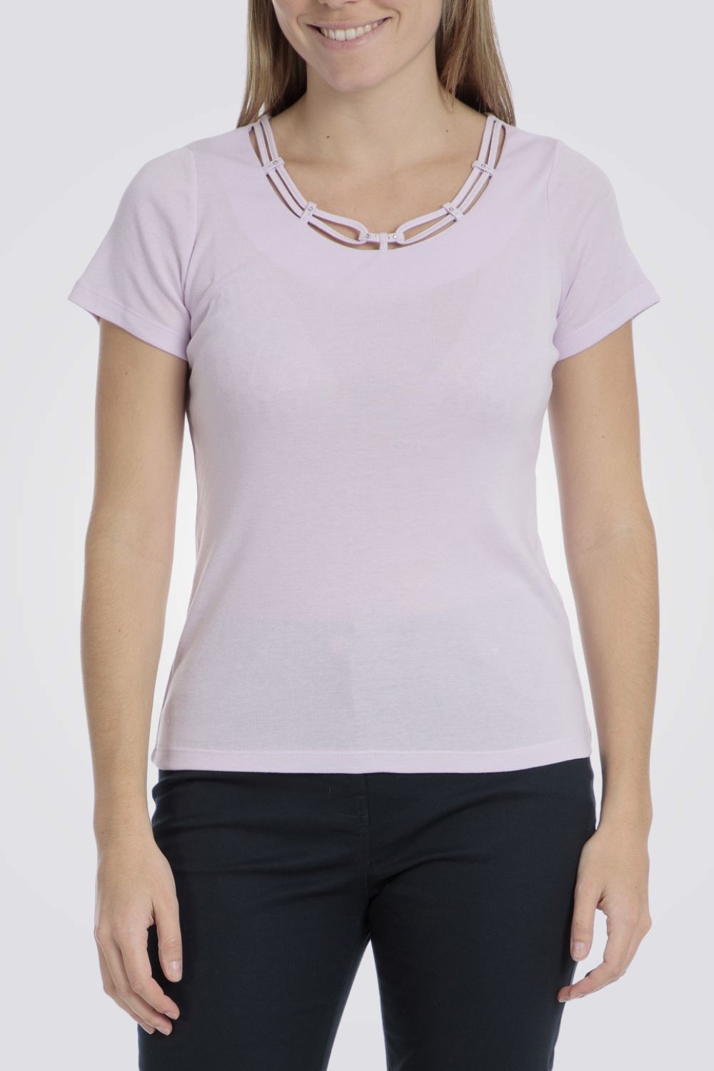 טישירט בייסיק לנשים עם שיבוץ אבנים