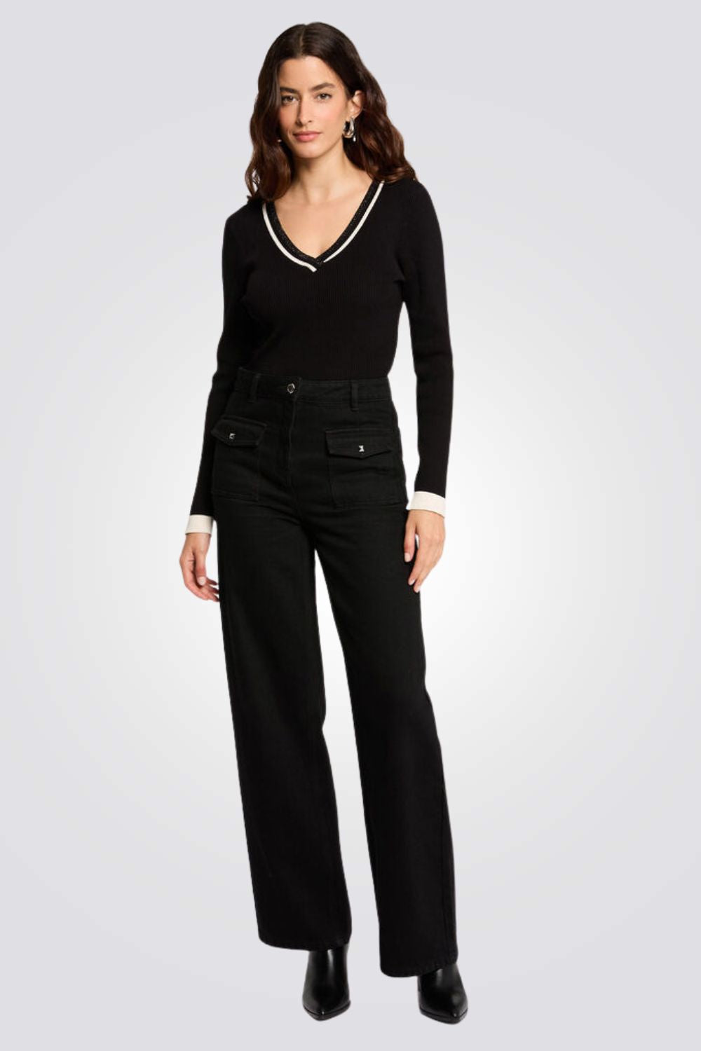 סוודר לנשים צווארון V | מורגן