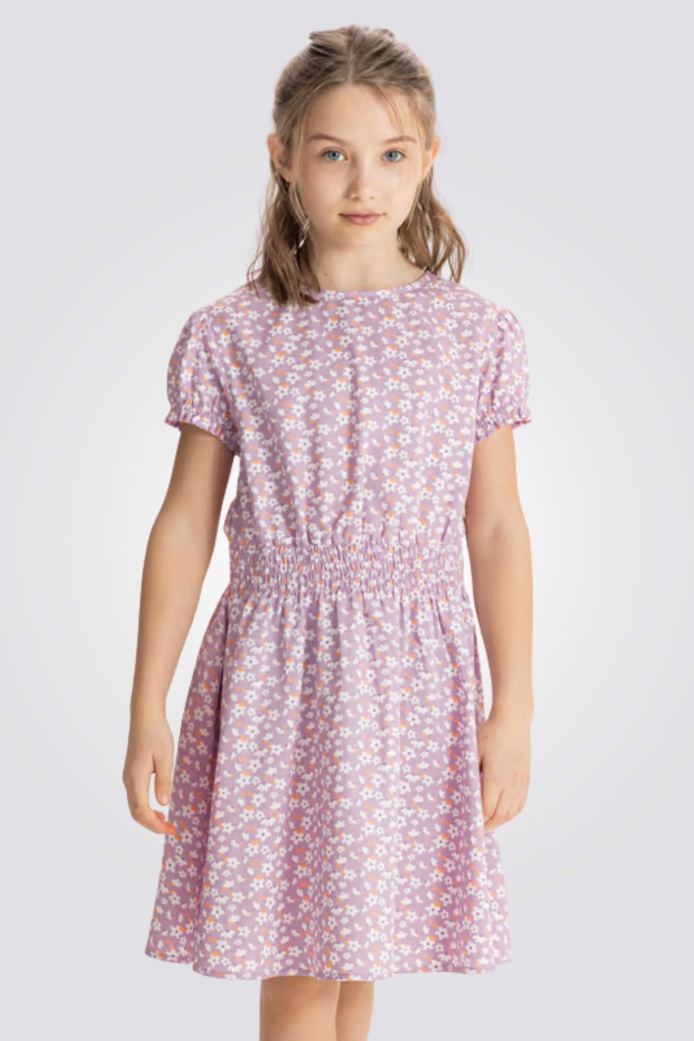 שמלה פרחונית קצרה לבנות 