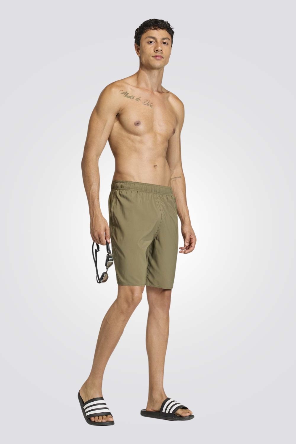 מכנסי בגד ים Solid 3Bars 8In לגברים | אדידס