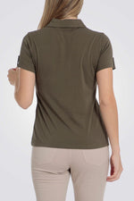 חולצת פולו שרוולים קצרים בצבע זית