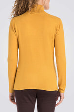 חולצת בייסיק ג'רסי צווארון גולף בצבע חרדל