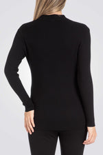 סריג ג'רסי ריב צווארון גבוה בצבע שחור